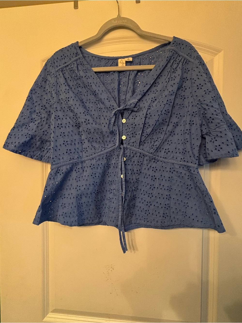 Joie Eyelet Tie-Front Blue Women's Top